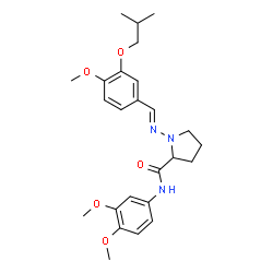 ChemSpider 2D Image | N-(3,4-Dimethoxyphenyl)-1-[(E)-(3-isobutoxy-4-methoxybenzylidene)amino]prolinamide | C25H33N3O5
