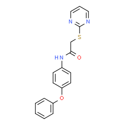 ChemSpider 2D Image | N-(4-Phenoxyphenyl)-2-(2-pyrimidinylsulfanyl)acetamide | C18H15N3O2S
