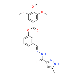 ChemSpider 2D Image | 3-[(E)-{[(3-Methyl-1H-pyrazol-5-yl)carbonyl]hydrazono}methyl]phenyl 3,4,5-trimethoxybenzoate | C22H22N4O6