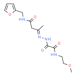 ChemSpider 2D Image | (3E)-N-(2-Furylmethyl)-3-({[(2-methoxyethyl)amino](oxo)acetyl}hydrazono)butanamide | C14H20N4O5