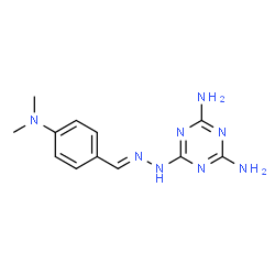 ChemSpider 2D Image | 6-{(2E)-2-[4-(Dimethylamino)benzylidene]hydrazino}-1,3,5-triazine-2,4-diamine | C12H16N8