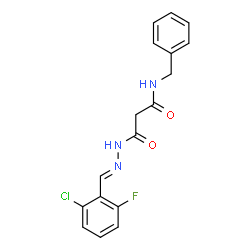ChemSpider 2D Image | N-Benzyl-3-[(2E)-2-(2-chloro-6-fluorobenzylidene)hydrazino]-3-oxopropanamide | C17H15ClFN3O2