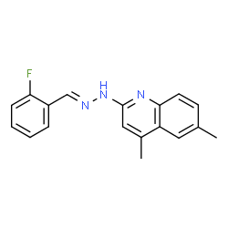 ChemSpider 2D Image | 2-[(2E)-2-(2-Fluorobenzylidene)hydrazino]-4,6-dimethylquinoline | C18H16FN3