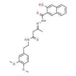 ChemSpider 2D Image | (3E)-N-[2-(3,4-Dimethoxyphenyl)ethyl]-3-[(3-hydroxy-2-naphthoyl)hydrazono]butanamide | C25H27N3O5