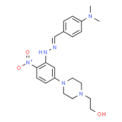 ChemSpider 2D Image | 4-(Dimethylamino)benzaldehyde (5-[4-(2-hydroxyethyl)-1-piperazinyl]-2-nitrophenyl)hydrazone | C21H28N6O3