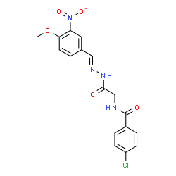 ChemSpider 2D Image | 4-Chloro-N-{2-[(2E)-2-(4-methoxy-3-nitrobenzylidene)hydrazino]-2-oxoethyl}benzamide | C17H15ClN4O5