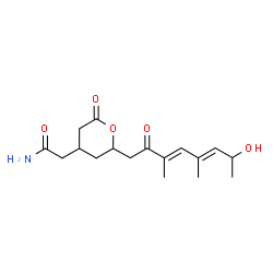 ChemSpider 2D Image | 2-{2-[(3E,5E)-7-Hydroxy-3,5-dimethyl-2-oxo-3,5-octadien-1-yl]-6-oxotetrahydro-2H-pyran-4-yl}acetamide | C17H25NO5