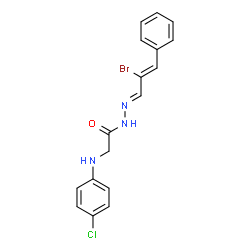 ChemSpider 2D Image | N'-[(1E,2Z)-2-Bromo-3-phenyl-2-propen-1-ylidene]-2-[(4-chlorophenyl)amino]acetohydrazide | C17H15BrClN3O
