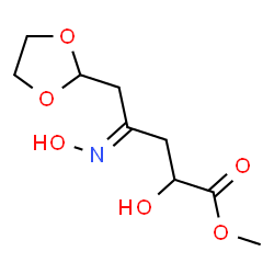 ChemSpider 2D Image | Methyl (4Z)-5-(1,3-dioxolan-2-yl)-2-hydroxy-4-(hydroxyimino)pentanoate | C9H15NO6