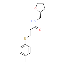 ChemSpider 2D Image | 3-[(4-Methylphenyl)sulfanyl]-N-[(2S)-tetrahydro-2-furanylmethyl]propanamide | C15H21NO2S
