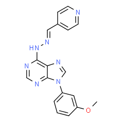 ChemSpider 2D Image | 9-(3-Methoxyphenyl)-6-[(2E)-2-(4-pyridinylmethylene)hydrazino]-9H-purine | C18H15N7O
