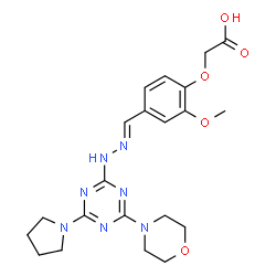 ChemSpider 2D Image | (E)-2-(2-methoxy-4-((2-(4-morpholino-6-(pyrrolidin-1-yl)-1,3,5-triazin-2-yl)hydrazono)methyl)phenoxy)acetic acid | C21H27N7O5