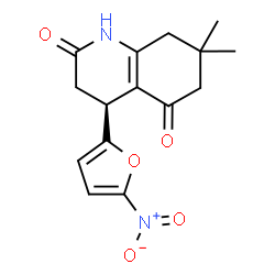 ChemSpider 2D Image | (4S)-7,7-Dimethyl-4-(5-nitro-2-furyl)-4,6,7,8-tetrahydro-2,5(1H,3H)-quinolinedione | C15H16N2O5