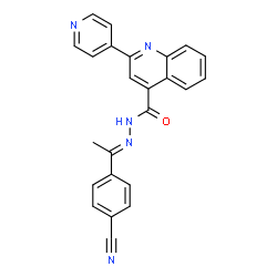 ChemSpider 2D Image | N'-[(1E)-1-(4-Cyanophenyl)ethylidene]-2-(4-pyridinyl)-4-quinolinecarbohydrazide | C24H17N5O