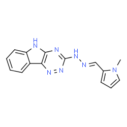 ChemSpider 2D Image | 3-{(2E)-2-[(1-Methyl-1H-pyrrol-2-yl)methylene]hydrazino}-5H-[1,2,4]triazino[5,6-b]indole | C15H13N7