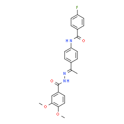 ChemSpider 2D Image | N-{4-[(1E)-N-(3,4-Dimethoxybenzoyl)ethanehydrazonoyl]phenyl}-4-fluorobenzamide | C24H22FN3O4