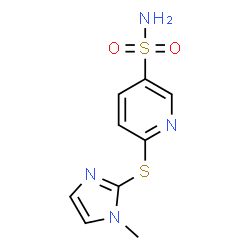 ChemSpider 2D Image | 6-[(1-Methyl-1H-imidazol-2-yl)sulfanyl]-3-pyridinesulfonamide | C9H10N4O2S2