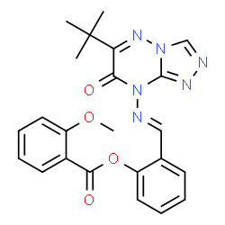 ChemSpider 2D Image | 2-[(E)-{[6-(2-Methyl-2-propanyl)-7-oxo[1,2,4]triazolo[4,3-b][1,2,4]triazin-8(7H)-yl]imino}methyl]phenyl 2-methoxybenzoate | C23H22N6O4