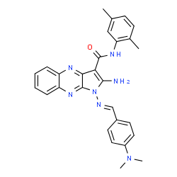 ChemSpider 2D Image | 2-Amino-1-{(E)-[4-(dimethylamino)benzylidene]amino}-N-(2,5-dimethylphenyl)-1H-pyrrolo[2,3-b]quinoxaline-3-carboxamide | C28H27N7O