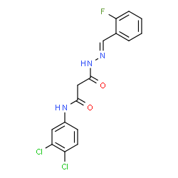 ChemSpider 2D Image | N-(3,4-Dichlorophenyl)-3-[(2E)-2-(2-fluorobenzylidene)hydrazino]-3-oxopropanamide | C16H12Cl2FN3O2