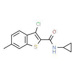 ChemSpider 2D Image | 3-Chloro-N-cyclopropyl-6-methyl-1-benzothiophene-2-carboxamide | C13H12ClNOS