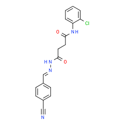 ChemSpider 2D Image | N-(2-Chlorophenyl)-4-[(2E)-2-(4-cyanobenzylidene)hydrazino]-4-oxobutanamide | C18H15ClN4O2