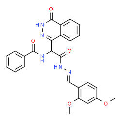 ChemSpider 2D Image | N-{2-[(2E)-2-(2,4-Dimethoxybenzylidene)hydrazino]-1-(4-hydroxyphthalazin-1-yl)-2-oxoethyl}benzamide | C26H23N5O5