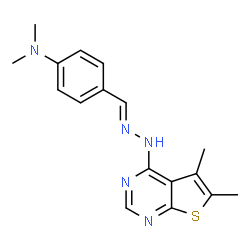 ChemSpider 2D Image | 4-{(E)-[(5,6-Dimethylthieno[2,3-d]pyrimidin-4-yl)hydrazono]methyl}-N,N-dimethylaniline | C17H19N5S
