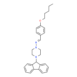 ChemSpider 2D Image | 4-(9H-Fluoren-9-yl)-N-{(E)-[4-(pentyloxy)phenyl]methylene}piperazin-1-amine | C29H33N3O