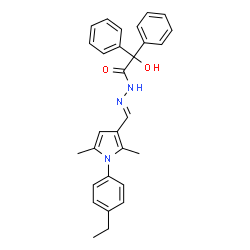 ChemSpider 2D Image | N'-{(E)-[1-(4-Ethylphenyl)-2,5-dimethyl-1H-pyrrol-3-yl]methylene}-2-hydroxy-2,2-diphenylacetohydrazide | C29H29N3O2