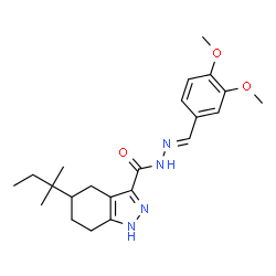 ChemSpider 2D Image | N'-[(E)-(3,4-Dimethoxyphenyl)methylene]-5-(2-methyl-2-butanyl)-4,5,6,7-tetrahydro-1H-indazole-3-carbohydrazide | C22H30N4O3