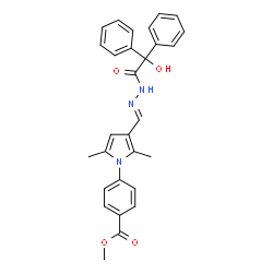 ChemSpider 2D Image | Methyl 4-{3-[(E)-{[hydroxy(diphenyl)acetyl]hydrazono}methyl]-2,5-dimethyl-1H-pyrrol-1-yl}benzoate | C29H27N3O4