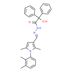 ChemSpider 2D Image | N'-{(E)-[1-(2,3-Dimethylphenyl)-2,5-dimethyl-1H-pyrrol-3-yl]methylene}-2-hydroxy-2,2-diphenylacetohydrazide | C29H29N3O2