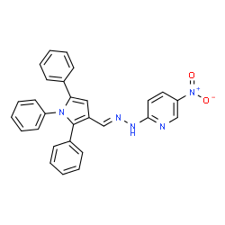ChemSpider 2D Image | 5-Nitro-2-{(2E)-2-[(1,2,5-triphenyl-1H-pyrrol-3-yl)methylene]hydrazino}pyridine | C28H21N5O2