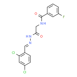 ChemSpider 2D Image | N-{2-[(2E)-2-(2,4-Dichlorobenzylidene)hydrazino]-2-oxoethyl}-3-fluorobenzamide | C16H12Cl2FN3O2