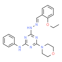 ChemSpider 2D Image | (E)-4-(2-(2-ethoxybenzylidene)hydrazinyl)-6-morpholino-N-phenyl-1,3,5-triazin-2-amine | C22H25N7O2