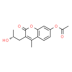 ChemSpider 2D Image | 3-[(2R)-2-Hydroxypropyl]-4-methyl-2-oxo-2H-chromen-7-yl acetate | C15H16O5