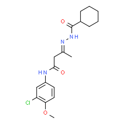 ChemSpider 2D Image | (3E)-N-(3-Chloro-4-methoxyphenyl)-3-[(cyclohexylcarbonyl)hydrazono]butanamide | C18H24ClN3O3