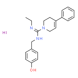 ChemSpider 2D Image | N'-Ethyl-N-(4-hydroxybenzyl)-4-phenyl-3,6-dihydro-1(2H)-pyridinecarboximidamide hydroiodide (1:1) | C21H26IN3O