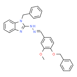 ChemSpider 2D Image | 1-Benzyl-2-{(2E)-2-[4-(benzyloxy)-3-methoxybenzylidene]hydrazino}-1H-benzimidazole | C29H26N4O2
