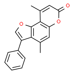 ChemSpider 2D Image | 4,9-Dimethyl-3-phenyl-7H-furo[2,3-f]chromen-7-one | C19H14O3