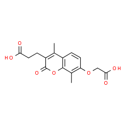 ChemSpider 2D Image | 3-[7-(Carboxymethoxy)-4,8-dimethyl-2-oxo-2H-chromen-3-yl]propanoic acid | C16H16O7
