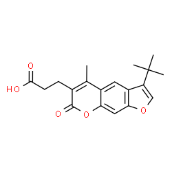 ChemSpider 2D Image | 3-(3-(tert-butyl)-5-methyl-7-oxo-7H-furo[3,2-g]chromen-6-yl)propanoic acid | C19H20O5