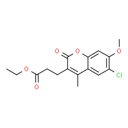 ChemSpider 2D Image | Ethyl 3-(6-chloro-7-methoxy-4-methyl-2-oxo-2H-chromen-3-yl)propanoate | C16H17ClO5
