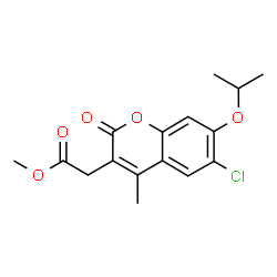 ChemSpider 2D Image | Methyl (6-chloro-7-isopropoxy-4-methyl-2-oxo-2H-chromen-3-yl)acetate | C16H17ClO5
