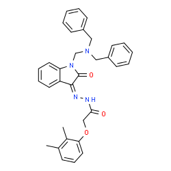 ChemSpider 2D Image | N'-{(3Z)-1-[(Dibenzylamino)methyl]-2-oxo-1,2-dihydro-3H-indol-3-ylidene}-2-(2,3-dimethylphenoxy)acetohydrazide | C33H32N4O3