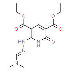 ChemSpider 2D Image | Diethyl 6-{(2E)-2-[(dimethylamino)methylene]hydrazino}-2-oxo-1,2-dihydro-3,5-pyridinedicarboxylate | C14H20N4O5