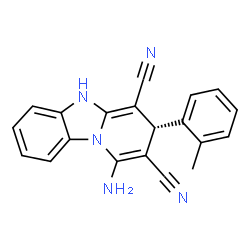 ChemSpider 2D Image | (3R)-1-Amino-3-(2-methylphenyl)-3,5-dihydropyrido[1,2-a]benzimidazole-2,4-dicarbonitrile | C20H15N5