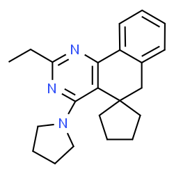 ChemSpider 2D Image | 2-Ethyl-4-(1-pyrrolidinyl)-6H-spiro[benzo[h]quinazoline-5,1'-cyclopentane] | C22H27N3