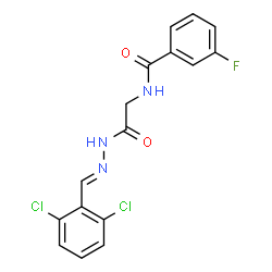 ChemSpider 2D Image | N-{2-[(2E)-2-(2,6-Dichlorobenzylidene)hydrazino]-2-oxoethyl}-3-fluorobenzamide | C16H12Cl2FN3O2